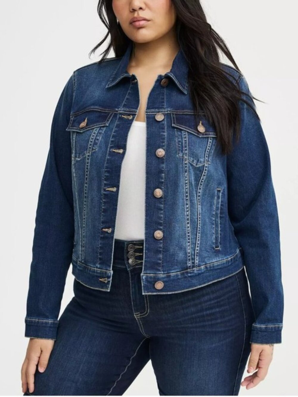 Torrid Stretch Jean Jacket Button Front Size 3 ( 3X)